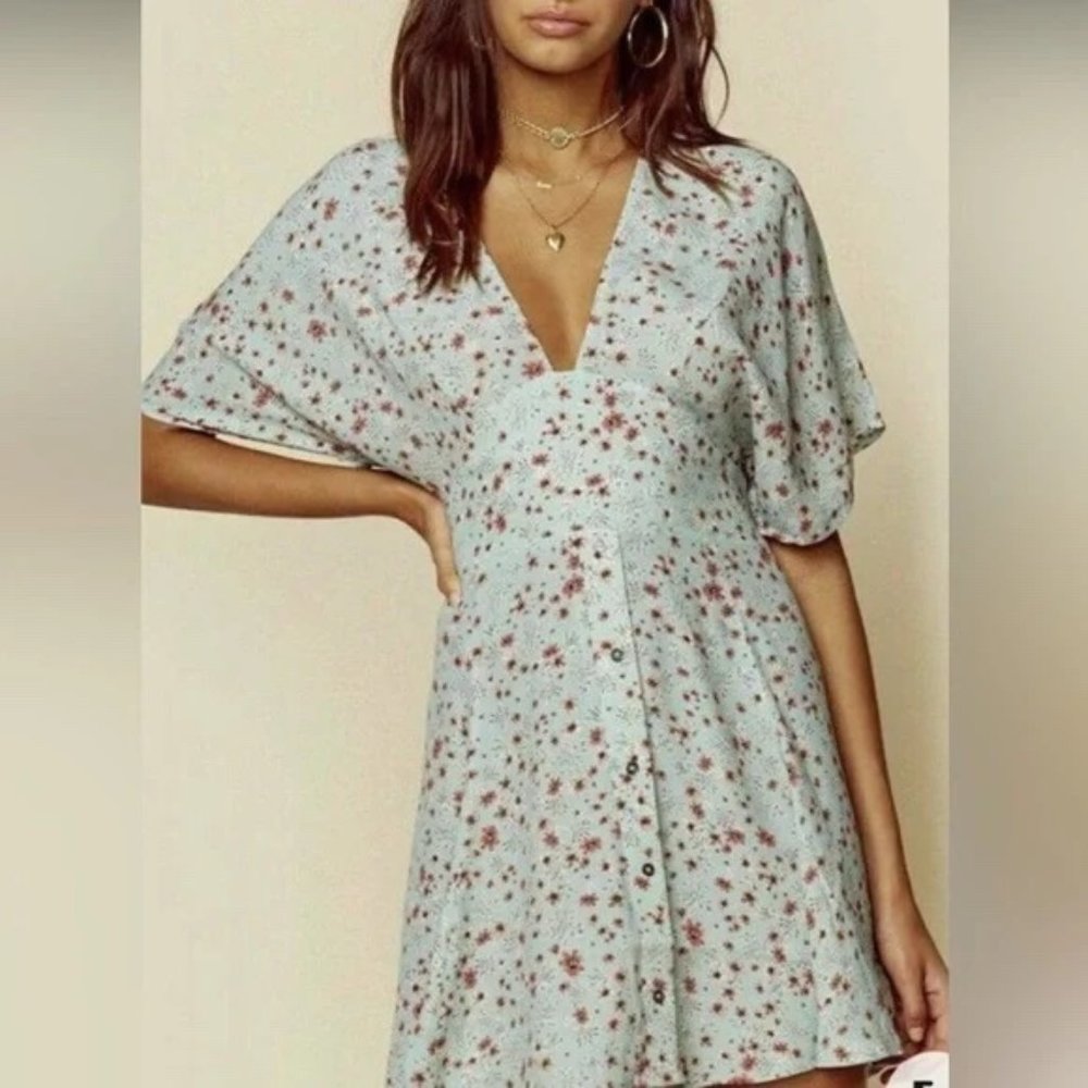 planet blue floral mini dress